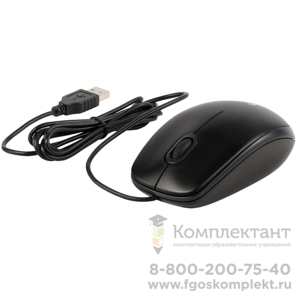 Мышь Logitech B100 черная, оптическая 800dpi, USB, 1.8м, {10}, (041271)